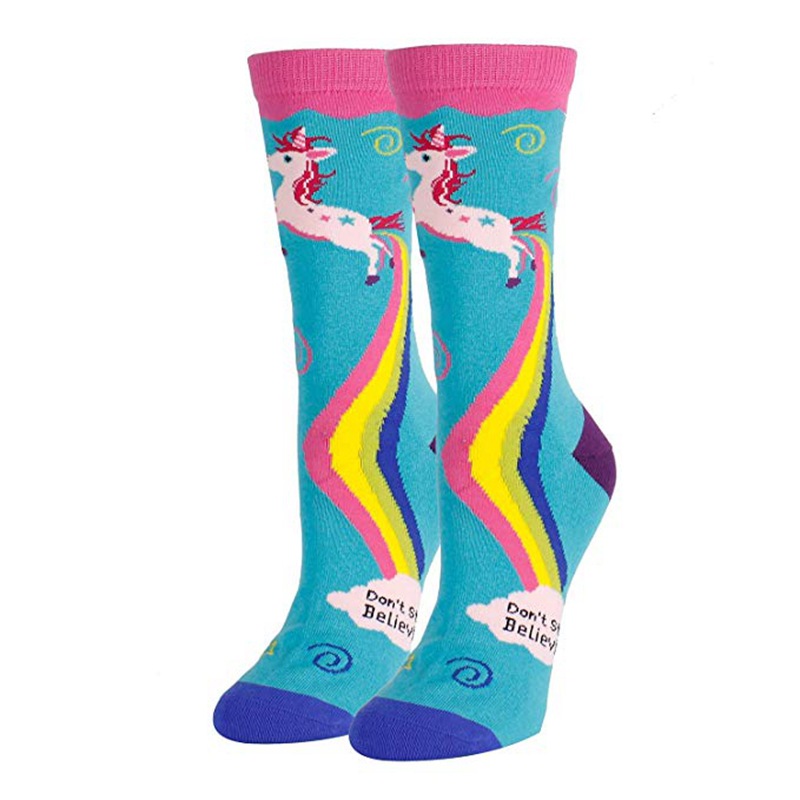 Rainbow Unicorn Fart Printing Cylinder Autumn And Winter Leisure Sports Holiday Gifts Socks